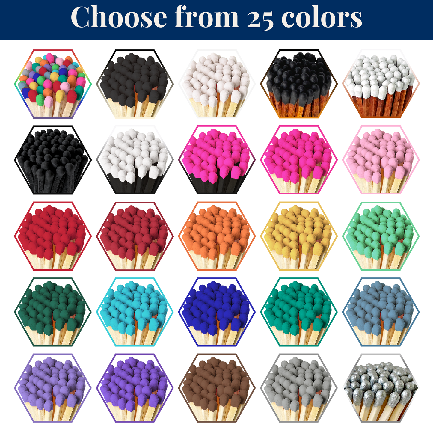 4" Matches + Mini Cloche - Colors of Your Choice + Strikers: White Tip