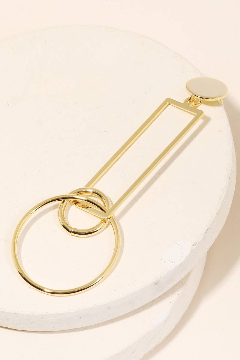 Geo Shape Link Cutout Drop Earrings: S