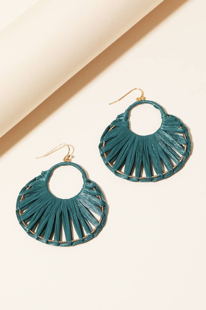 Oval Raffia Thread Drop Earrings: BUD
