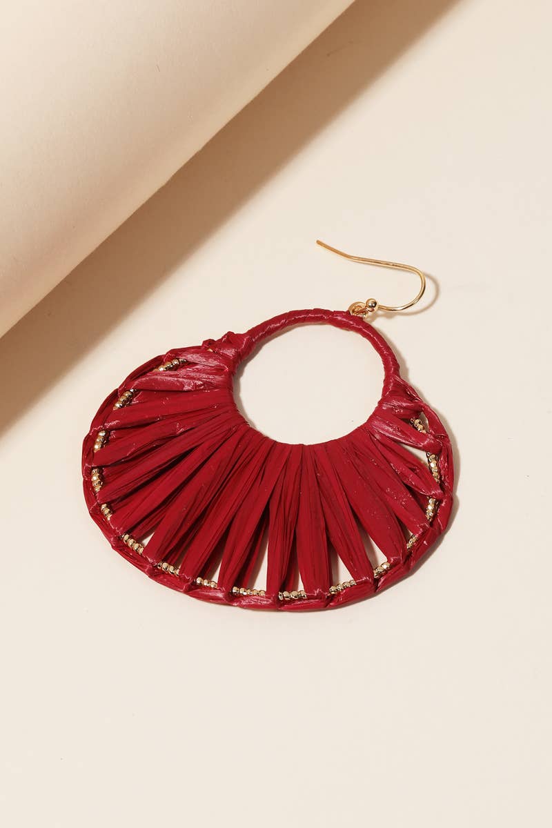 Oval Raffia Thread Drop Earrings: BUD
