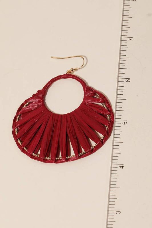 Oval Raffia Thread Drop Earrings: BUD